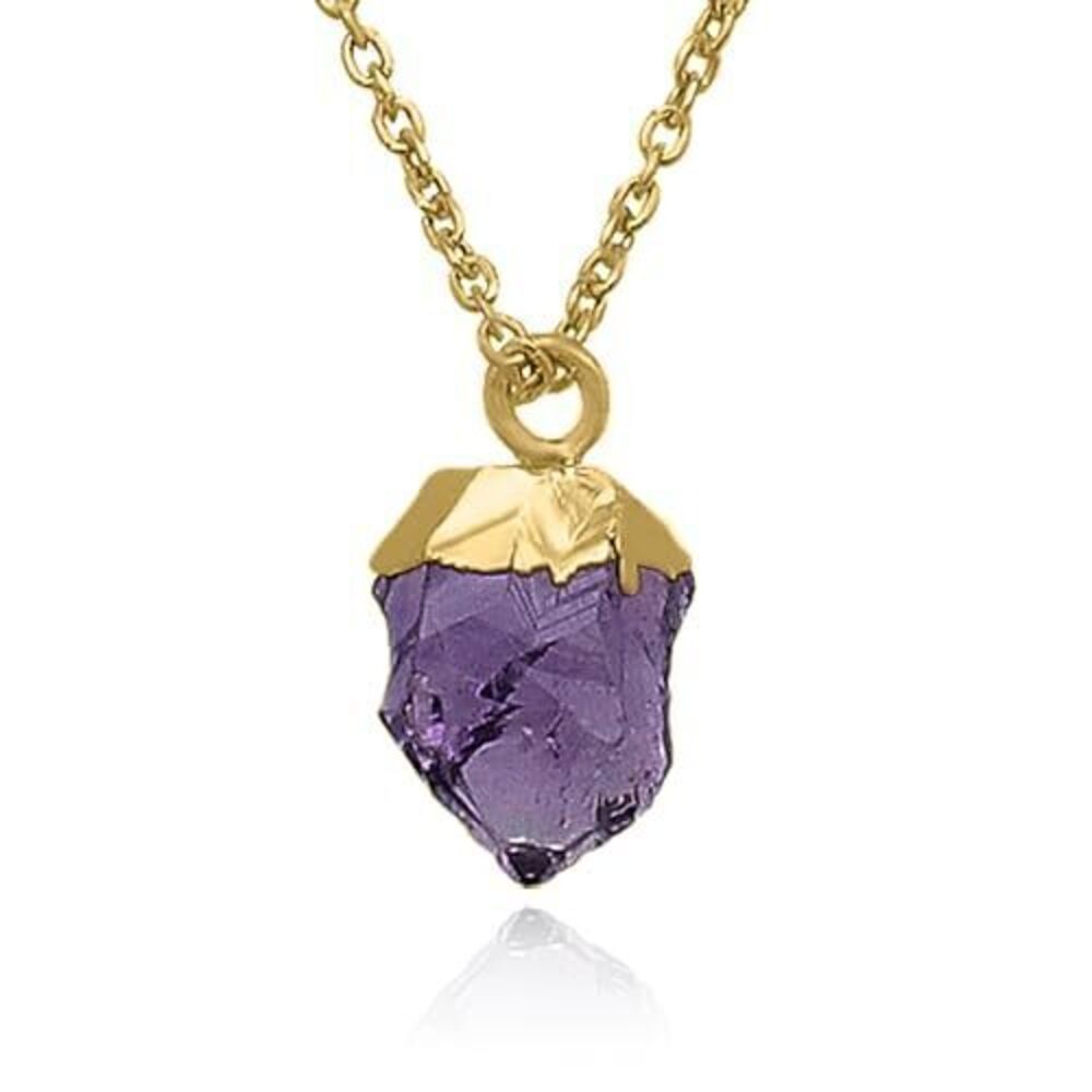 4831 Amethyst Necklace , Premium Gold Raw Stone Necklaces - Tarnish Free